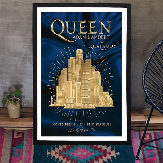 Queen And Adam Lambert Los Angeles, Ca November 11 &Amp;Amp; 12, 2024 Tour Poster For Home Decor