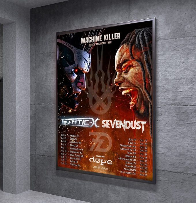Static-X + Sevendust Tour 2024 Poster For Home Decor 1