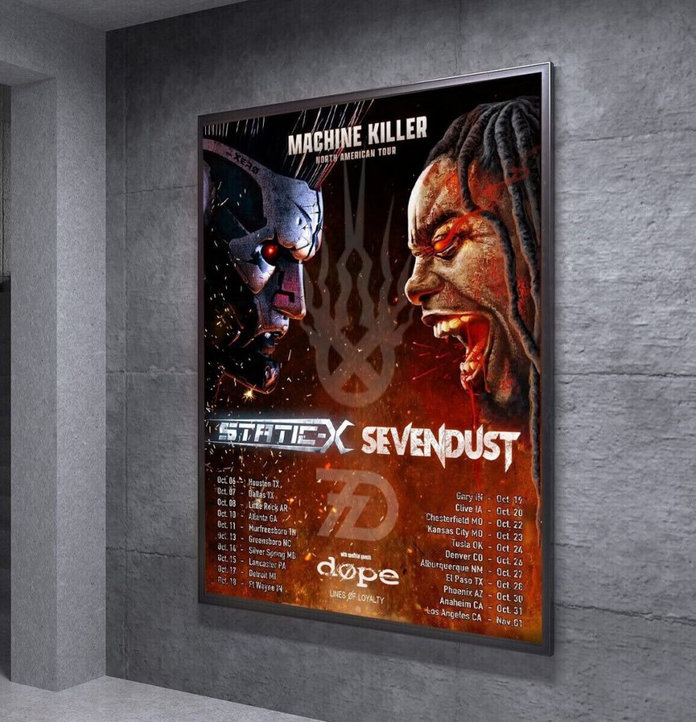 Static-X + Sevendust Tour 2024 Poster For Home Decor 2