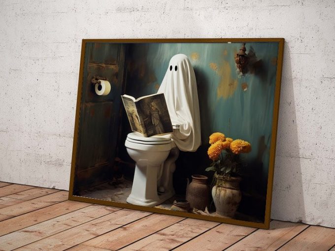 Ghost On Toilet, Ghost In Bathroom Poster For Home Decor, Gift Poster For Home Decor 1