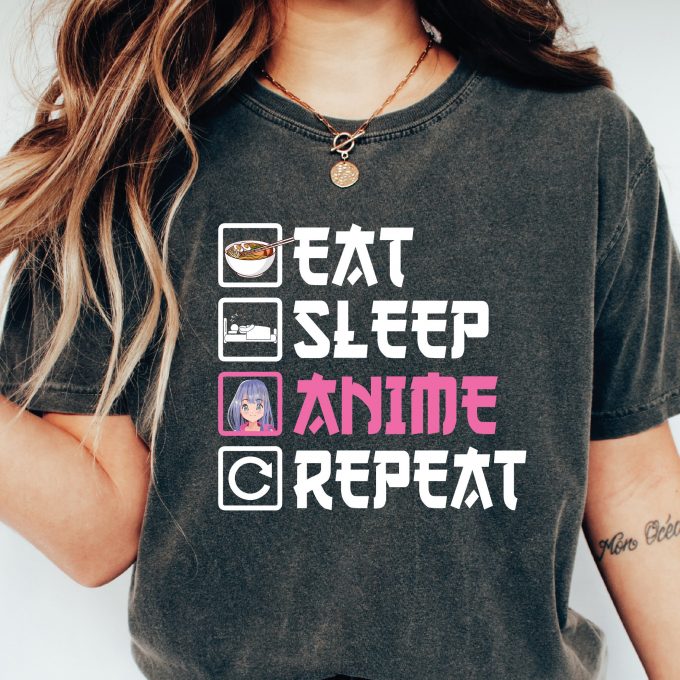 Anime Shirts, Anime Lover Shirt, Anime Gift, Eat Sleep Anime Repeat, Fun T-Shirt 1