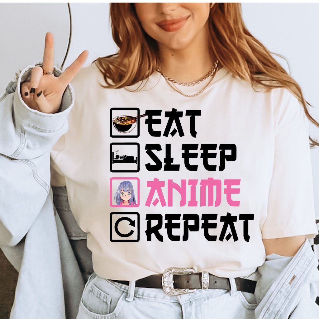 Anime Shirts, Anime Lover Shirt, Anime Gift, Eat Sleep Anime Repeat, Fun T-Shirt 8
