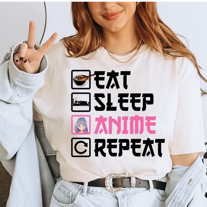 Anime Shirts, Anime Lover Shirt, Anime Gift, Eat Sleep Anime Repeat, Fun T-Shirt 2