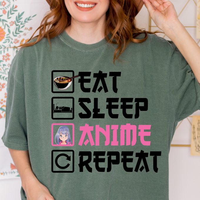 Anime Shirts, Anime Lover Shirt, Anime Gift, Eat Sleep Anime Repeat, Fun T-Shirt 4