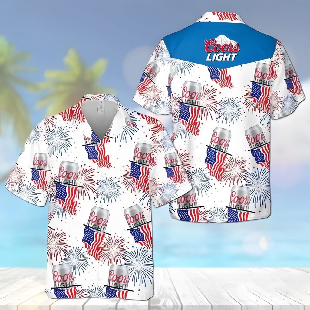 Coo Light Beer American Flag Fireworks Inpennce Day Hawaiian Shirt Gift For Men And Women 2