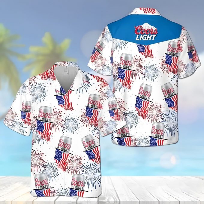 Coo Light Beer American Flag Fireworks Inpennce Day Hawaiian Shirt Gift For Men And Women 1