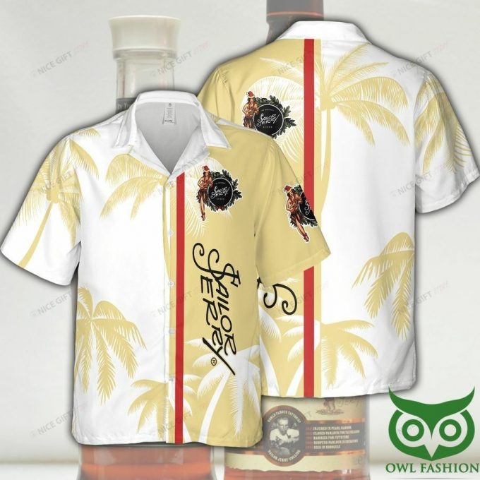 Sailor Jerry Light Yellow And White Coconut Hawaiian Shirt 1