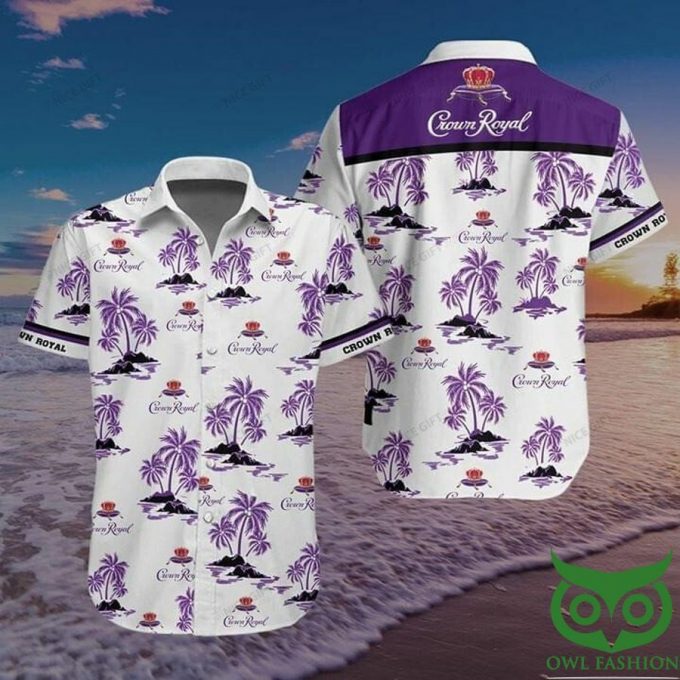 Crown Royal White And Purple Leaves Hawaiian Shirt 1