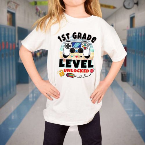 Unlock 5th Grade Level with Game Day T-Shirt – Back to School Cute & Cool Student Shirt for Gamers! Grade Up in Style