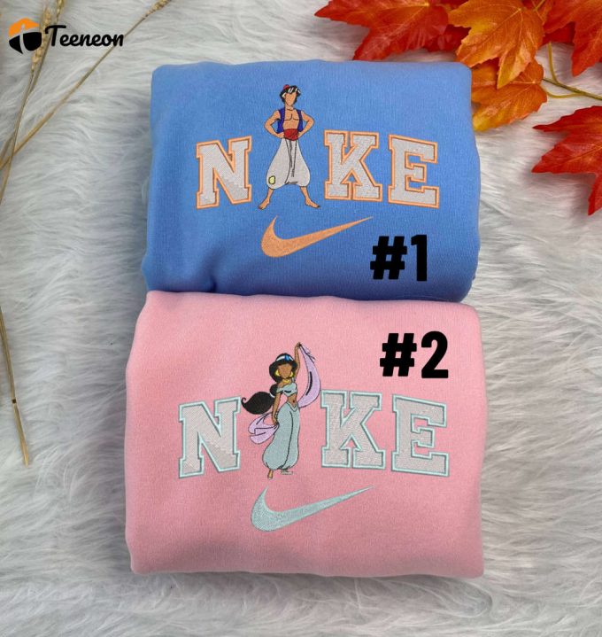 Aladdin And Jasmine Disney Nike Embroidered Sweatshirts 1