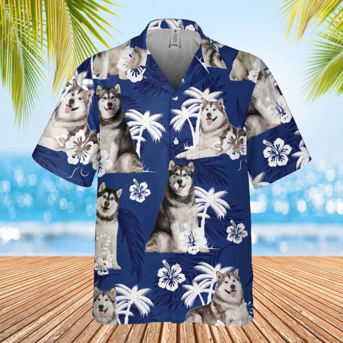 Alaskan Malamute Hawaiian Shirt, Alaskan Malamute Shirt , Custom Photo Shirt, Tropical Pattern Shirt, Hawaii Travel Shirt, Honeymoon Shirts 2