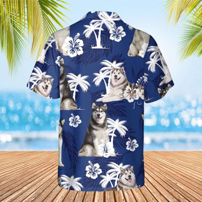 Alaskan Malamute Hawaiian Shirt, Alaskan Malamute Shirt , Custom Photo Shirt, Tropical Pattern Shirt, Hawaii Travel Shirt, Honeymoon Shirts 3