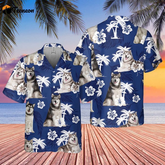 Alaskan Malamute Hawaiian Shirt, Alaskan Malamute Shirt , Custom Photo Shirt, Tropical Pattern Shirt, Hawaii Travel Shirt, Honeymoon Shirts 1