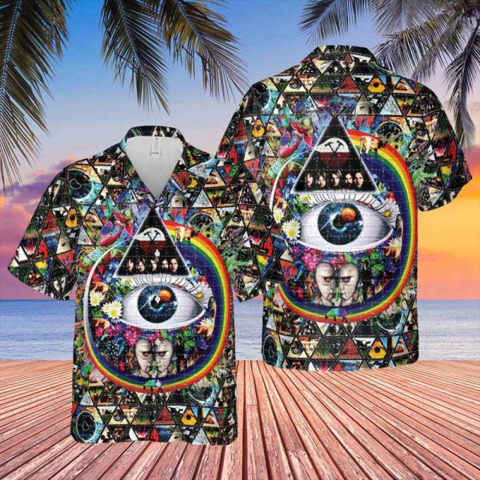Album Cover Ring Collage Blotter Art – Pink Floyd Hawaiian Shirt Gift For Men Women 2