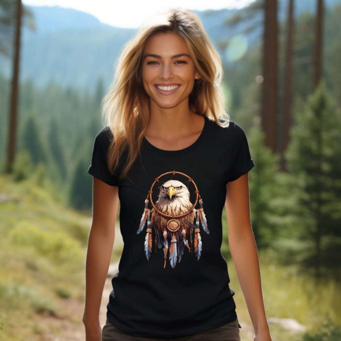 American Eagle Shirt With Indigenous Design &Amp; Eagle Graphic - Native Dreamcatcher Tee For Nature Lovers &Amp; Free Spirits Patriotism Tee 2