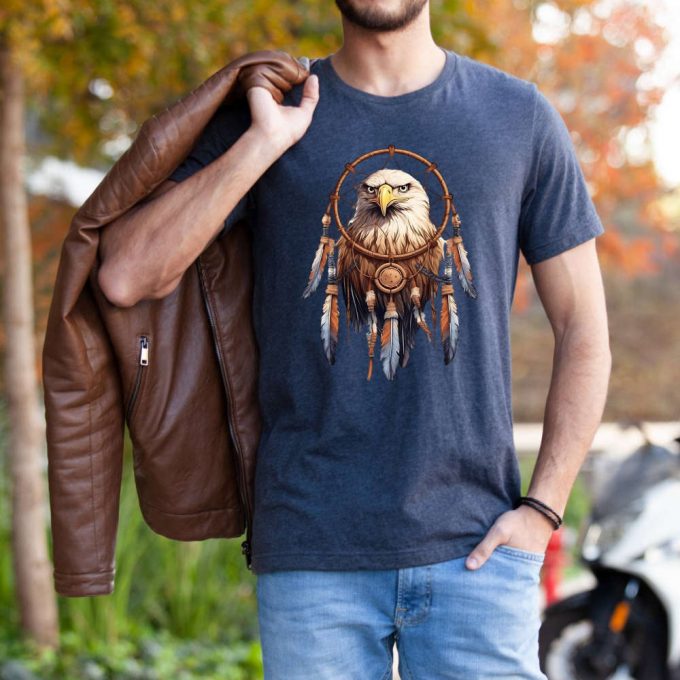 American Eagle Shirt With Indigenous Design &Amp; Eagle Graphic - Native Dreamcatcher Tee For Nature Lovers &Amp; Free Spirits Patriotism Tee 3