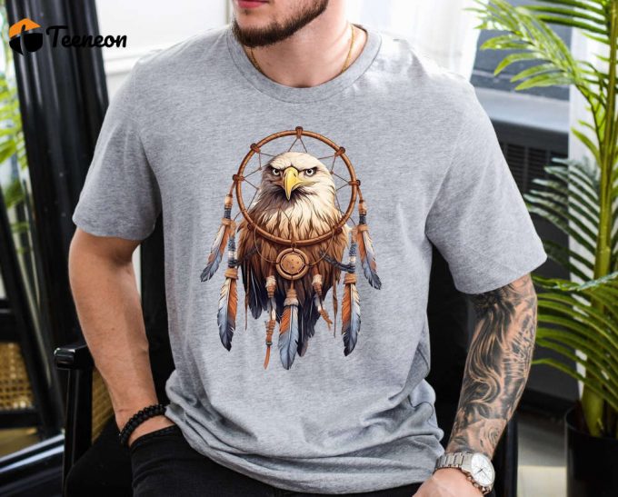 American Eagle Shirt With Indigenous Design &Amp;Amp; Eagle Graphic - Native Dreamcatcher Tee For Nature Lovers &Amp;Amp; Free Spirits Patriotism Tee 1