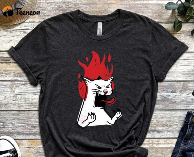 Angry Cat Shirt, Anger Issues, Anger Shirt, Cat Shirt, Kitty Shirt, White Cat Tee, Funny Cat Shirt, Mental Shirt, Gift For Friend 1