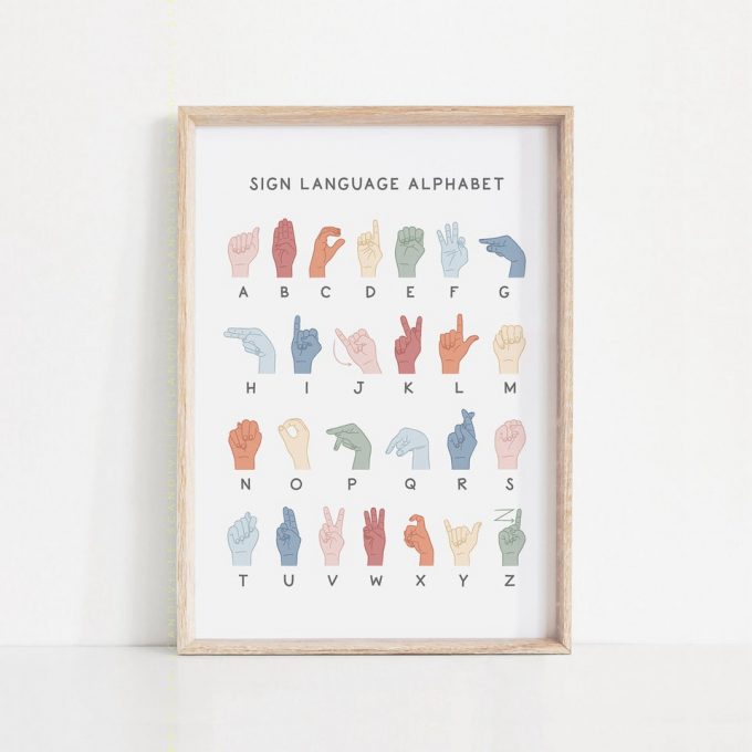Asl Poster For Home Decor Gift, American Sign Language Alphabet 2