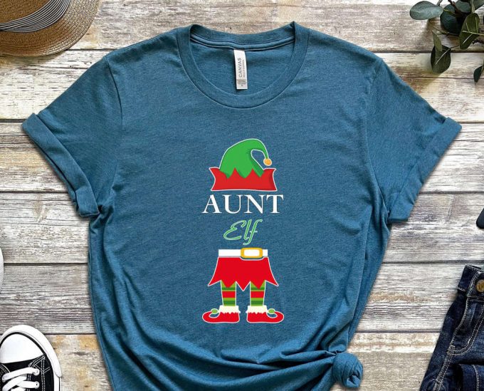 Aunt Elf T-Shirt, Custom Christmas Shirt, Personalized Family Christmas Tees, Matching Family Outfits, Xmas Crew, Christmas Apparel 4