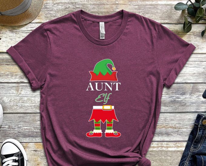 Aunt Elf T-Shirt, Custom Christmas Shirt, Personalized Family Christmas Tees, Matching Family Outfits, Xmas Crew, Christmas Apparel 5