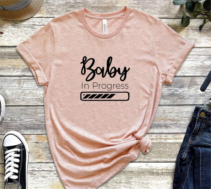 Baby In Progress Shirt, Maternity T-Shirt, Pregnancy Tee Shirt, Mom To Be, Pregnancy Christmas Shirt, Pregnancy Reveal Shirt Loading 2