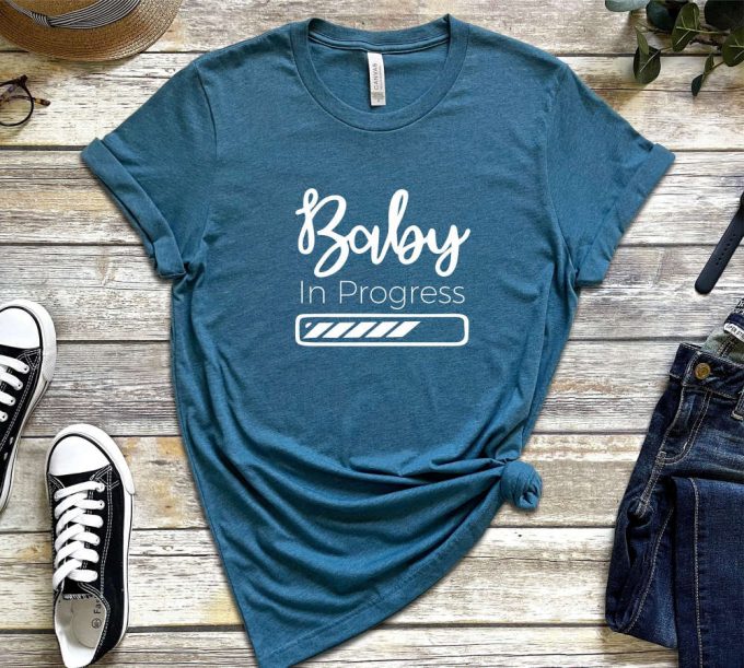 Baby In Progress Shirt, Maternity T-Shirt, Pregnancy Tee Shirt, Mom To Be, Pregnancy Christmas Shirt, Pregnancy Reveal Shirt Loading 3