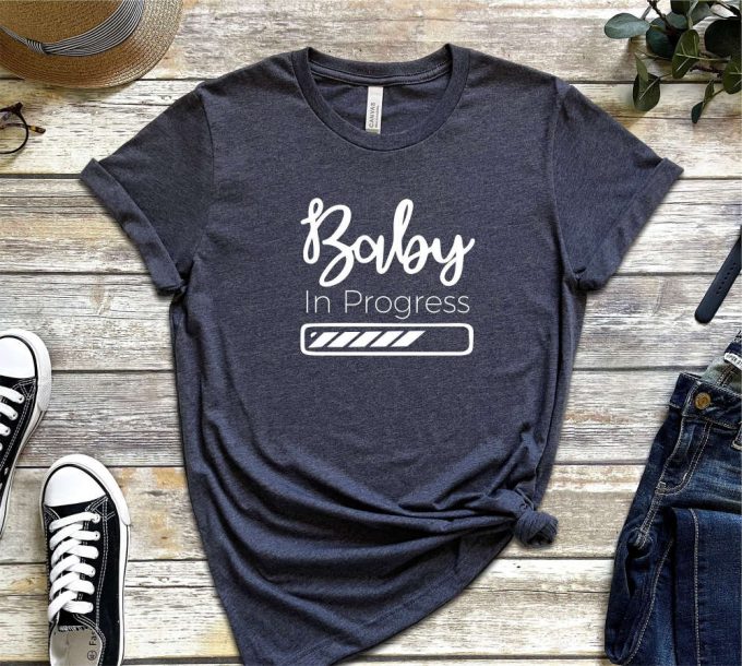 Baby In Progress Shirt, Maternity T-Shirt, Pregnancy Tee Shirt, Mom To Be, Pregnancy Christmas Shirt, Pregnancy Reveal Shirt Loading 5