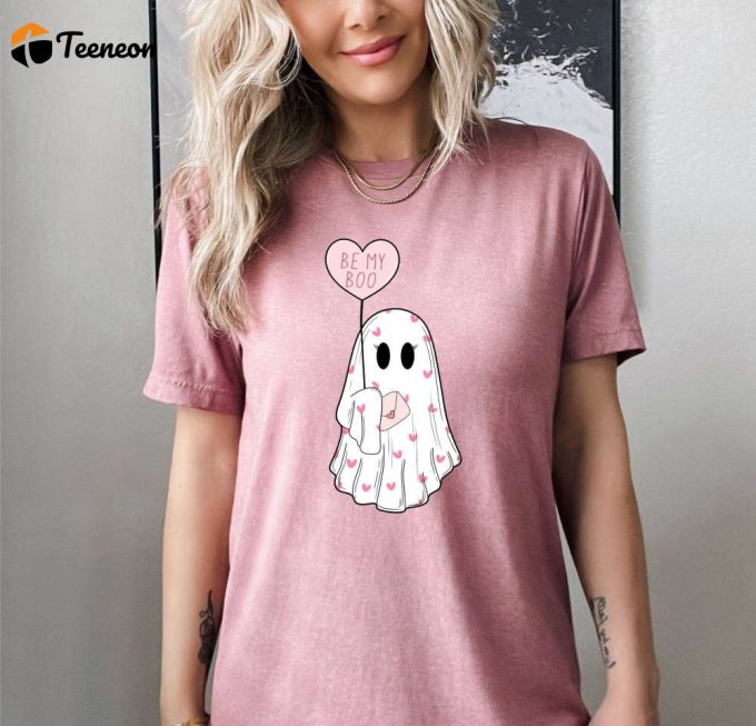 Spooky Valentines T-Shirt: Be My Boo With Heart Ghost And Love Design - Perfect Gift For Valentine S Day! 1