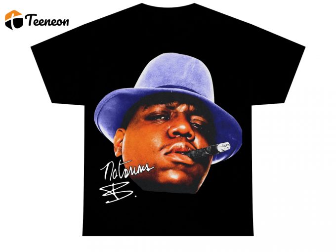 Biggie Smalls T-Shirt | Rare Rap Tee Style Graphic Signature Print | 90S Notorious Big Hip Hop Face Vintage Tupac Nas Snoop Dogg 1