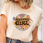 Birthday Girl, Birthday Squad Retro Custom T-Shirt, Birthday Party Outfit, Women Girls Bday Tee,Floral Retro Birthday Girl Shirt,Smile Face