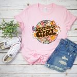 Birthday Girl, Birthday Squad Retro Custom T-Shirt, Birthday Party Outfit, Women Girls Bday Tee,Floral Retro Birthday Girl Shirt,Smile Face