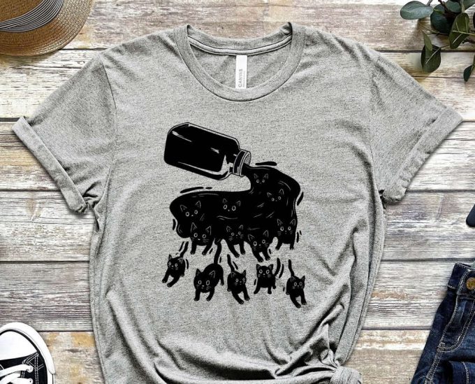 Black Cat Shirt, Cat Lake Tee, Bottle Tee, How Cats Are Made, Kitty Shirt, Funny Cat Shirt, Graphics Tee, Cat Design, Gift For Cat Lover 5