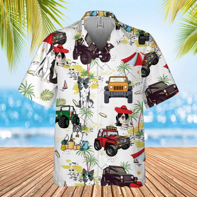 Border Collie Hawaiian Shirt, Couple Hawaiian Shirt, Car Hawaiian, Tropical Pattern Shirt, Hawaii Travel Shirt, Honeymoon Shirts 2