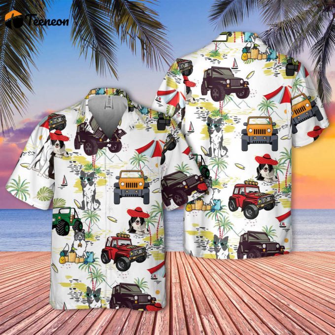 Border Collie Hawaiian Shirt, Couple Hawaiian Shirt, Car Hawaiian, Tropical Pattern Shirt, Hawaii Travel Shirt, Honeymoon Shirts 1