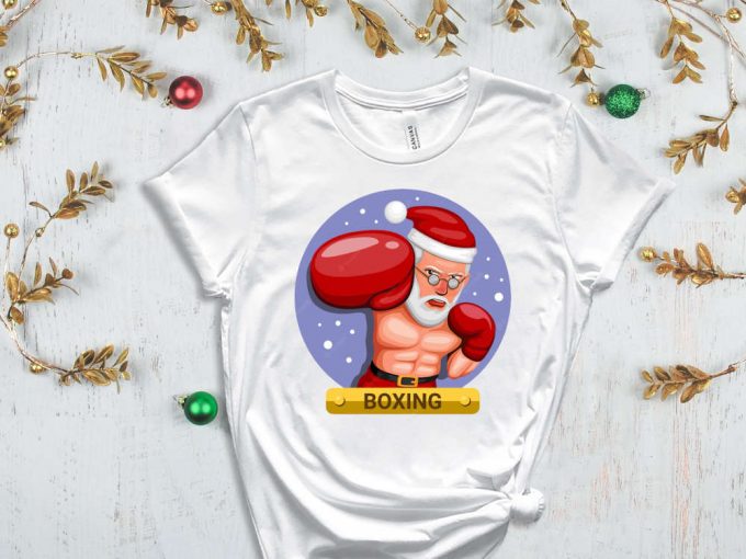 Boxer Santa T-Shirt, Funny Santa Shirt, Sarcastic Christmas Tees, Christmas Boxer, Boxing Lover Christmas Gift, Xmas Tshirt For Boys 3