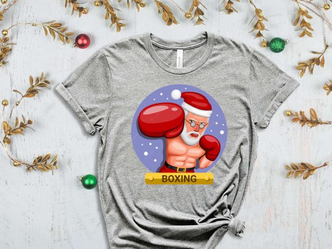 Boxer Santa T-Shirt, Funny Santa Shirt, Sarcastic Christmas Tees, Christmas Boxer, Boxing Lover Christmas Gift, Xmas Tshirt For Boys 5