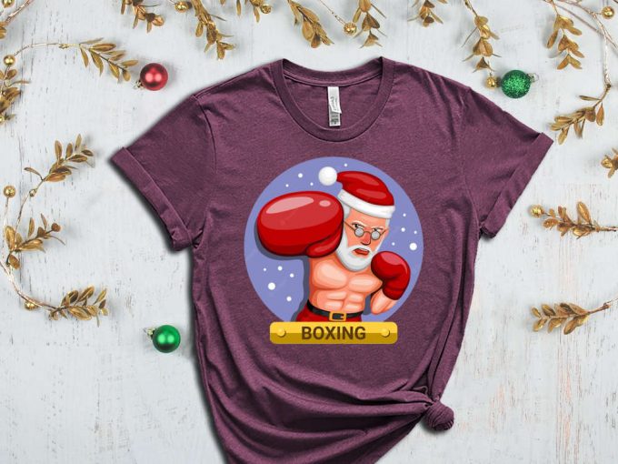 Boxer Santa T-Shirt, Funny Santa Shirt, Sarcastic Christmas Tees, Christmas Boxer, Boxing Lover Christmas Gift, Xmas Tshirt For Boys 6