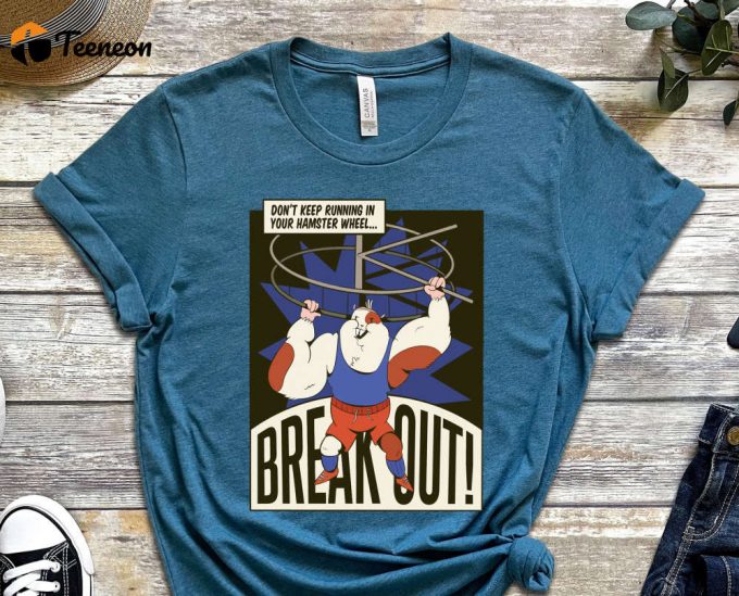 Break Out Shirt, Hamster Shirt, Cartoon Shirt, Comics Tee, Cute Hamster Tee, Cool Shirt, Unisex Shirt, Strong Hamster Shirt, Muscles Shirt 1