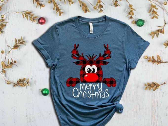 Buffalo Plaid Christmas Reindeer T-Shirt, Merry Christmas Shirt, Xmas Deer Shirt, Christmas Deer Shirt, Funny Christmas Shirt, Xmas Clothing 4