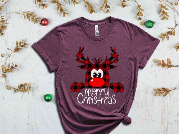 Buffalo Plaid Christmas Reindeer T-Shirt, Merry Christmas Shirt, Xmas Deer Shirt, Christmas Deer Shirt, Funny Christmas Shirt, Xmas Clothing 5