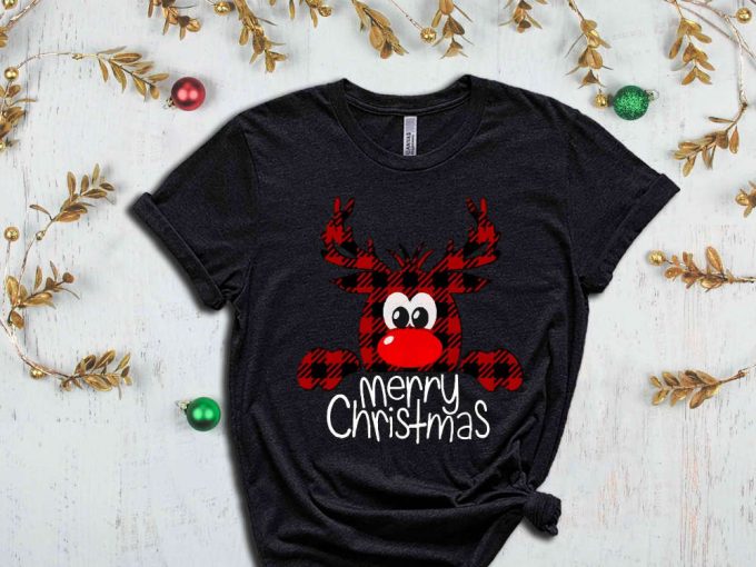 Buffalo Plaid Christmas Reindeer T-Shirt, Merry Christmas Shirt, Xmas Deer Shirt, Christmas Deer Shirt, Funny Christmas Shirt, Xmas Clothing 6