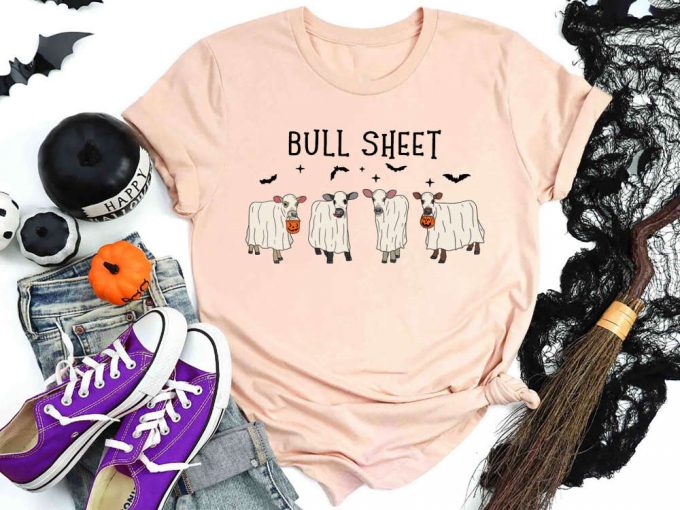 Spooky Season Shirt: Bull Sheet Funny Cow Western Halloween &Amp; Boo Ghost Tee