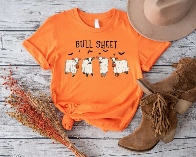 Spooky Season Shirt: Bull Sheet Funny Cow Western Halloween &Amp; Boo Ghost Tee