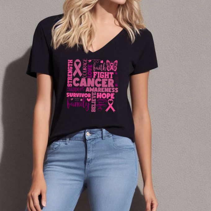 Cancer Survivor T-Shirt: Believe In Faith Be Strong With Family Support - Pink Ribbon Tee 2