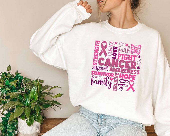 Cancer Survivor T-Shirt: Believe In Faith Be Strong With Family Support - Pink Ribbon Tee 3