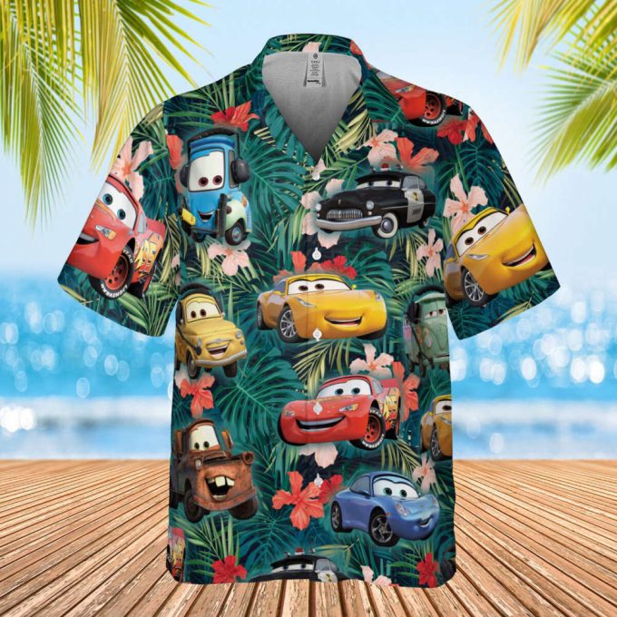 Cars Hawaiian Shirt, Lightning Mcqueen Doc Hudson Summer Hawaiian, Car Aloha Shirt, Car Pixar Hawaiian Button Downs Shirt, Halloween Summer 2