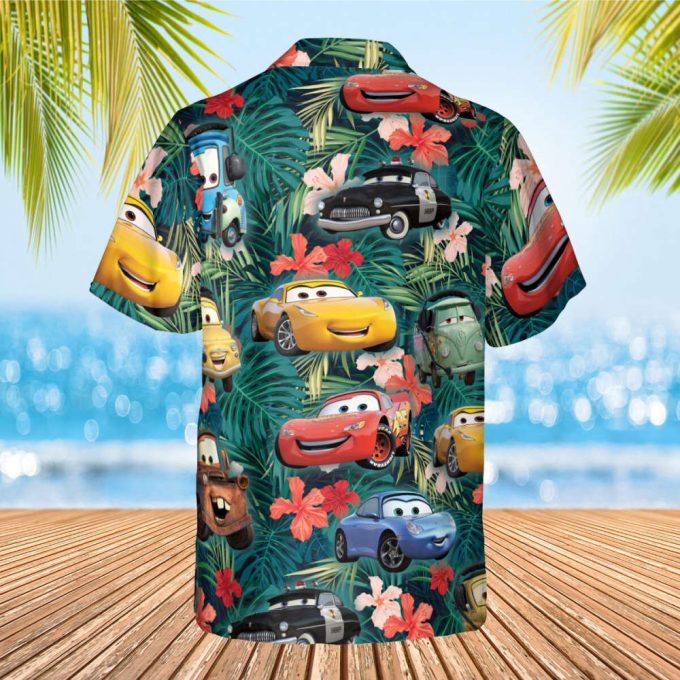 Cars Hawaiian Shirt, Lightning Mcqueen Doc Hudson Summer Hawaiian, Car Aloha Shirt, Car Pixar Hawaiian Button Downs Shirt, Halloween Summer 3