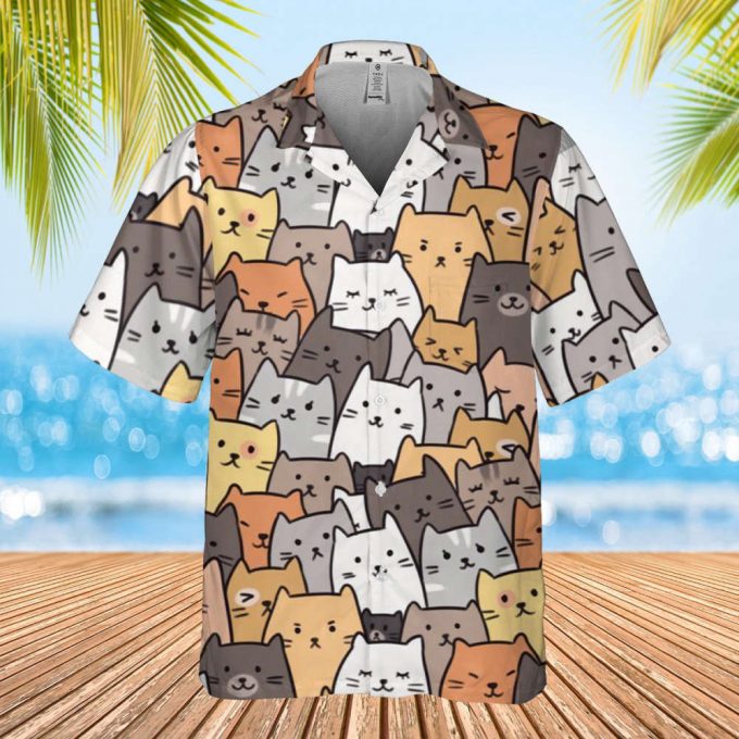 Cat Art Hawaiian Shirt, Cat Love Hawaiian Shirt,Funny Cat Shirt, Cat Lovers Shirt, Cat Button Shirt, Hawaiian Shirt Men, Summer Hawaii Shirt 2