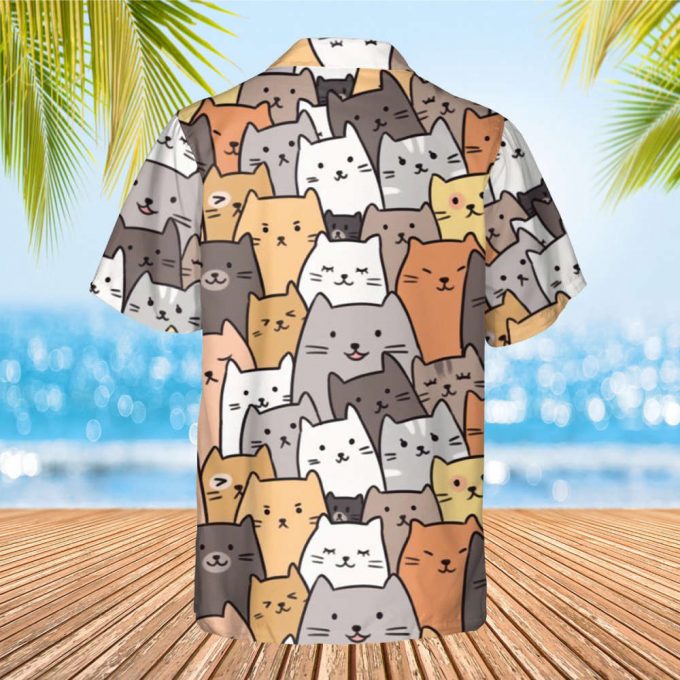 Cat Art Hawaiian Shirt, Cat Love Hawaiian Shirt,Funny Cat Shirt, Cat Lovers Shirt, Cat Button Shirt, Hawaiian Shirt Men, Summer Hawaii Shirt 3